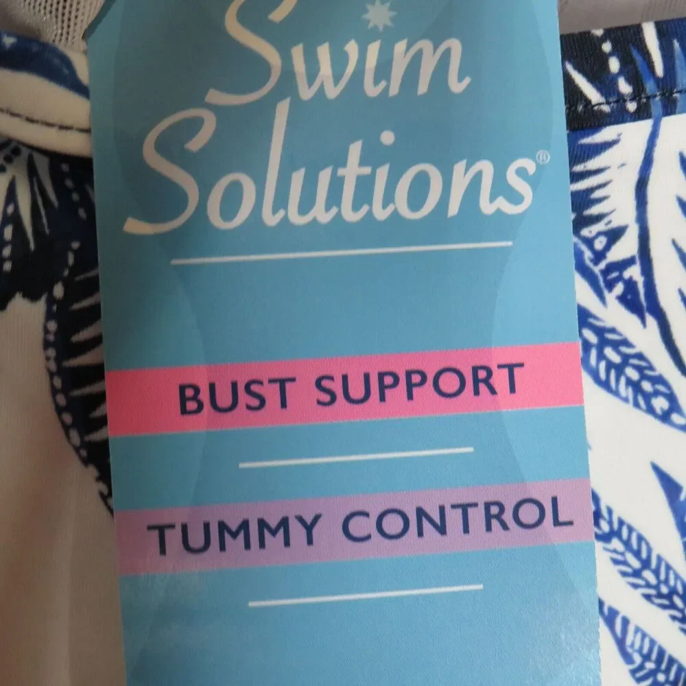 Swim Solutions Floral Padded Wireless Tummy Control Swimsuit Swim Dress Sz 10 - Picture 3 of 12